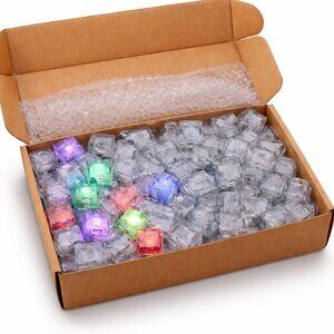 48 Flashing LED Ice Cubes Reusable Light Up Drink Cubes Party Bar Lights